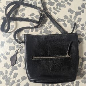 ROOTS Black Genuine Leather Crossbody Bag